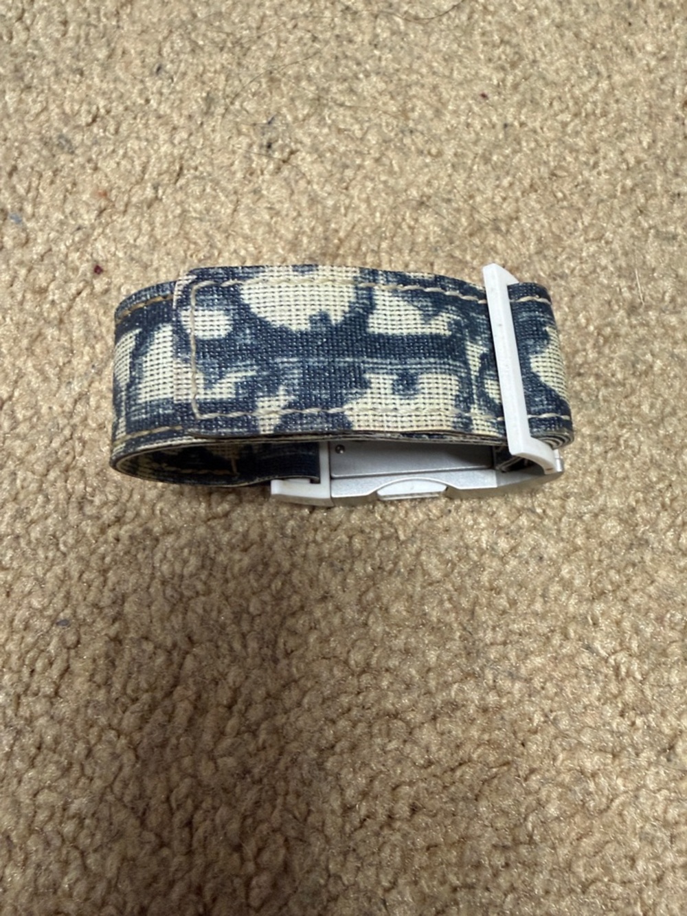 Dior Stainless Rectangular Watch with Blue & Cream Fabric Strap - Picture 4 of 6